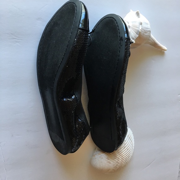 BP With Sequins Black Ballet Flats Bow Front SZ 8 - Picture 7 of 8